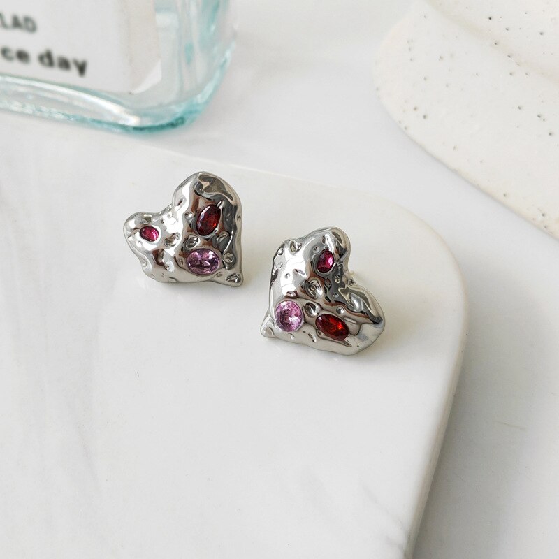 Irregular Heart Stud Earrings